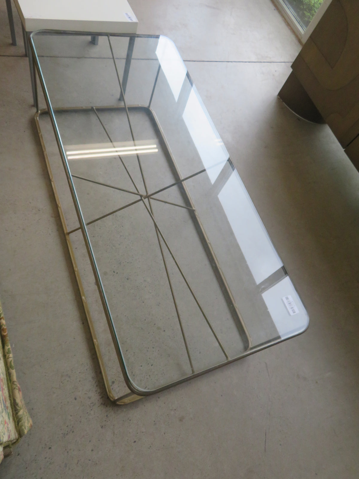 51.5" W Glass Coffee Table With Metal Frame