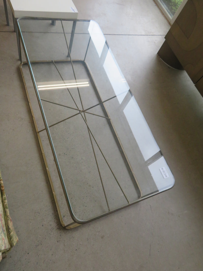 51.5" W Glass Coffee Table With Metal Frame