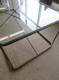 51.5" W Glass Coffee Table With Metal Frame