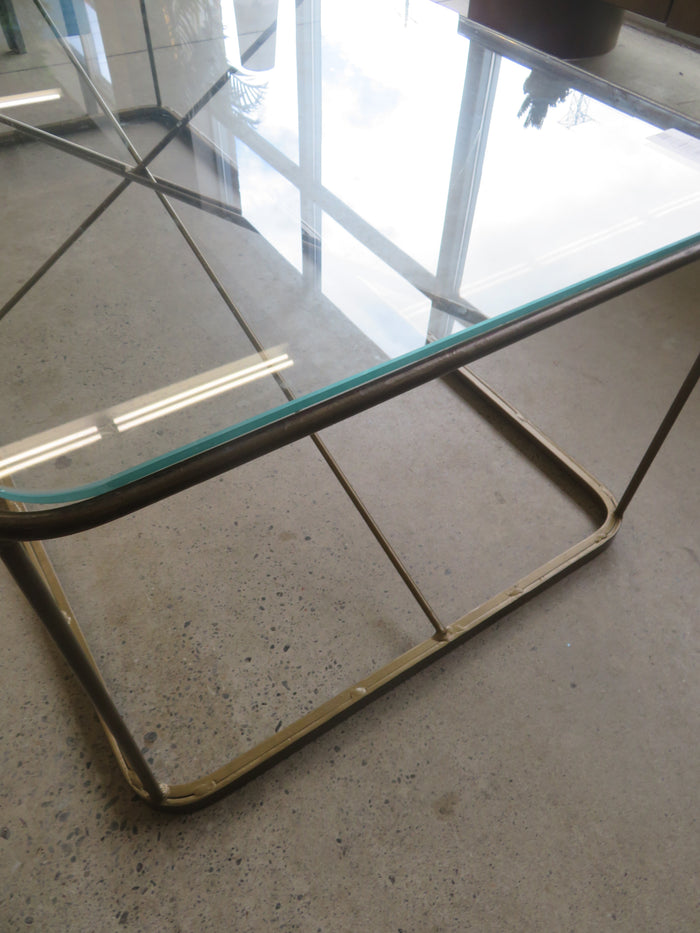 51.5" W Glass Coffee Table With Metal Frame
