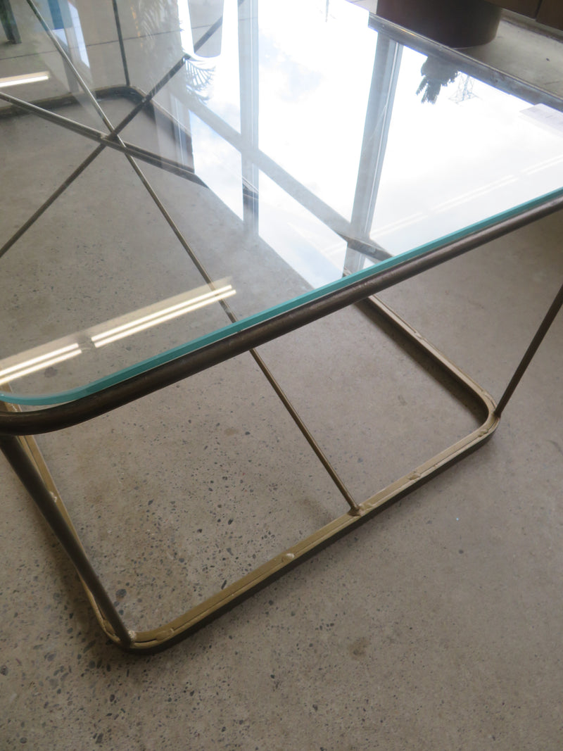 51.5" W Glass Coffee Table With Metal Frame