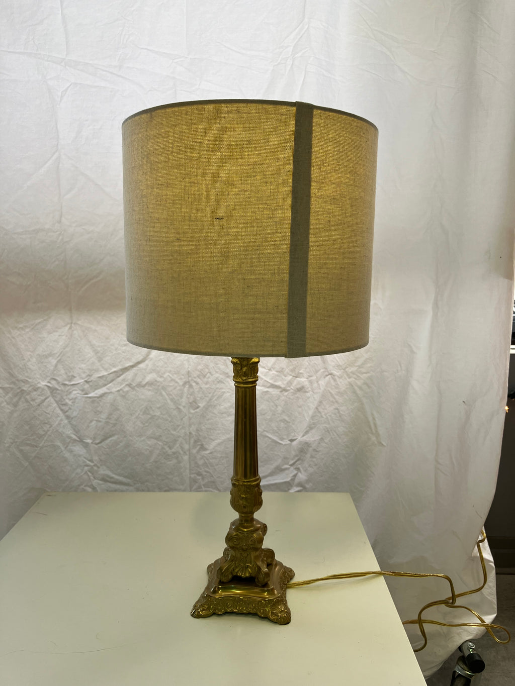 Lamp Gold Base and Beige Shade