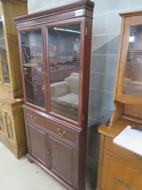 22"W 1-Piece Solid Wood Corner China Cabinet with Glass Doors