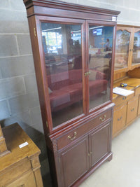 22"W 1-Piece Solid Wood Corner China Cabinet with Glass Doors