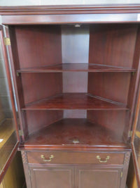 22"W 1-Piece Solid Wood Corner China Cabinet with Glass Doors