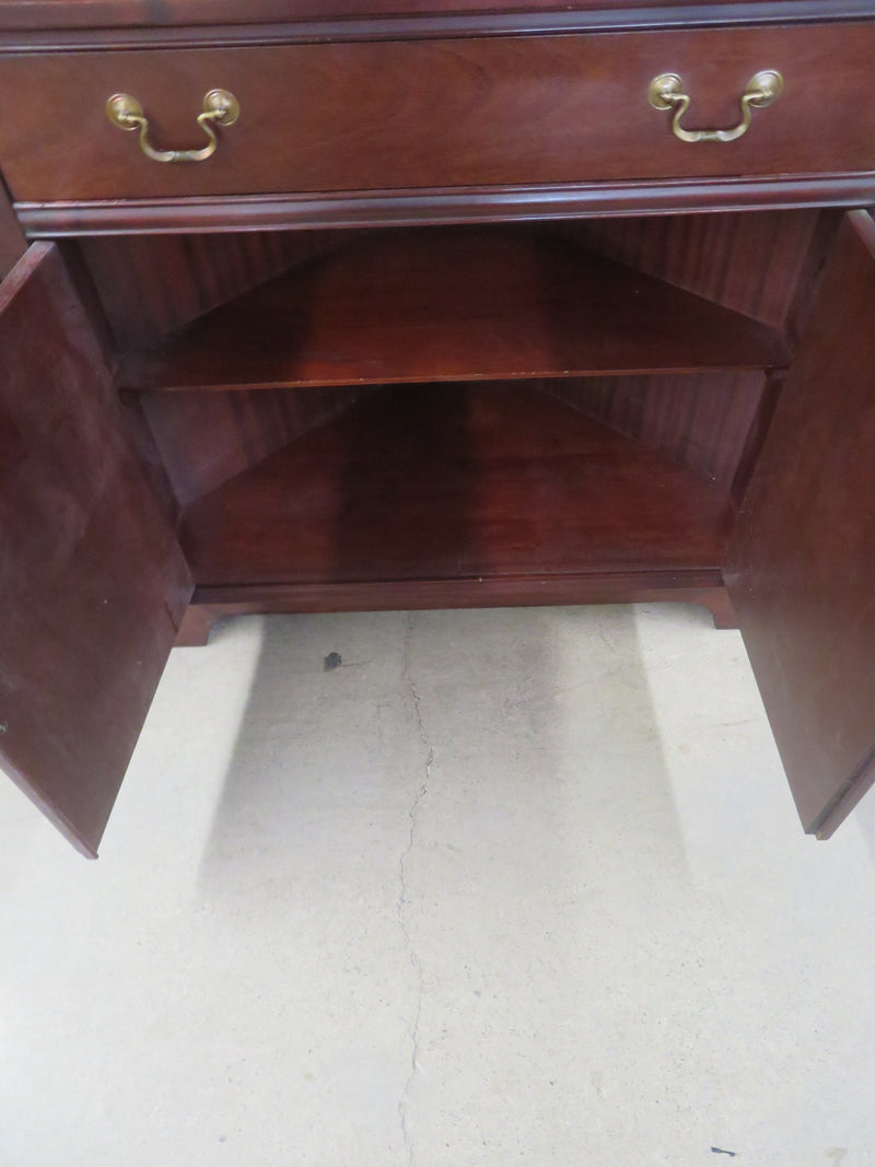 22"W 1-Piece Solid Wood Corner China Cabinet with Glass Doors
