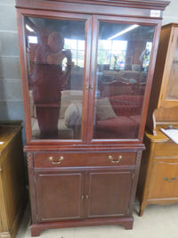 22"W 1-Piece Solid Wood Corner China Cabinet with Glass Doors