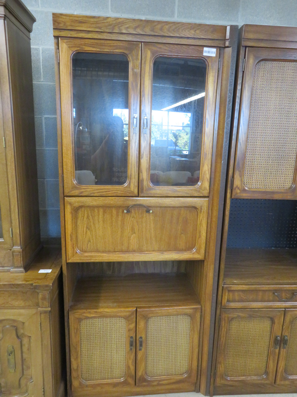 32"W Vintage Wood Display Hutch