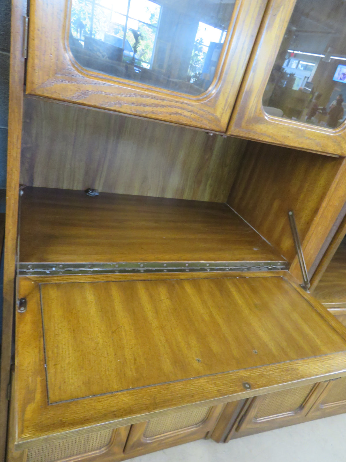 32"W Vintage Wood Display Hutch