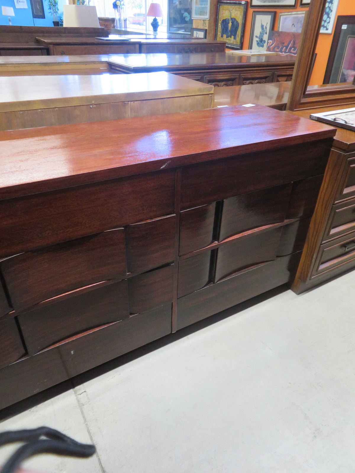 54"W 8-Drawer Wooden Dresser