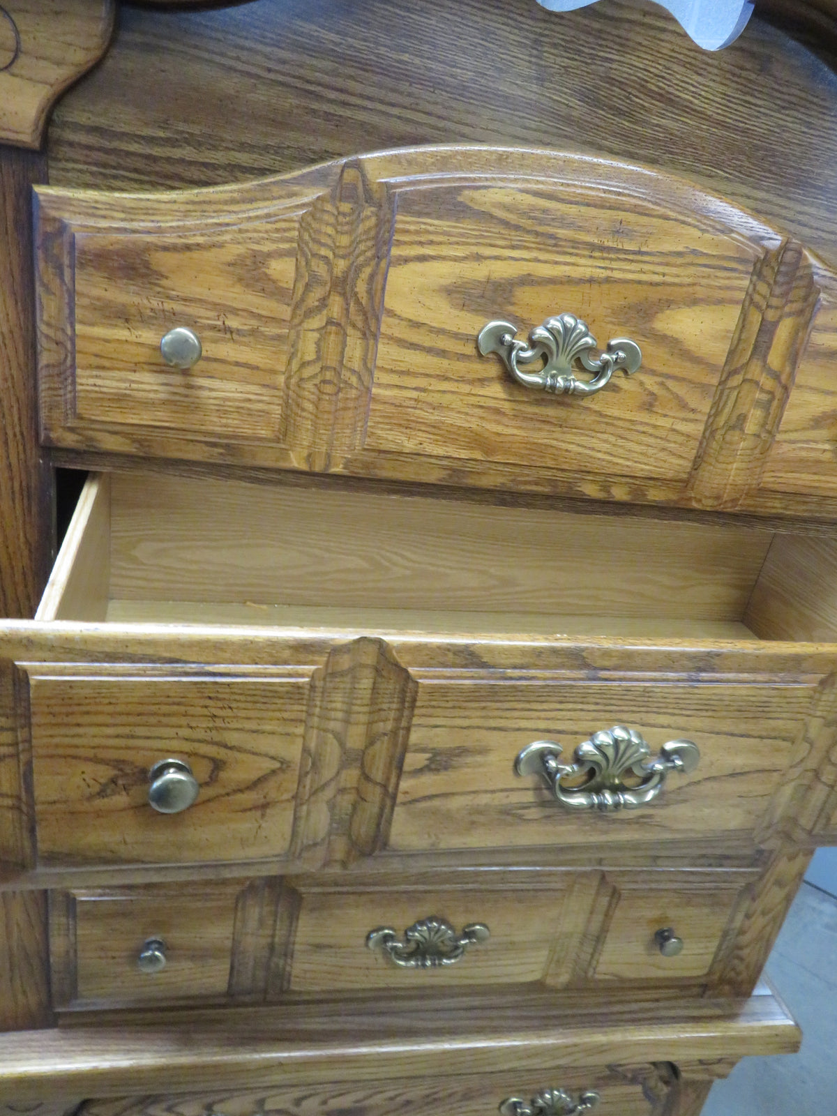 44"W Antique-Style Wooden Dresser