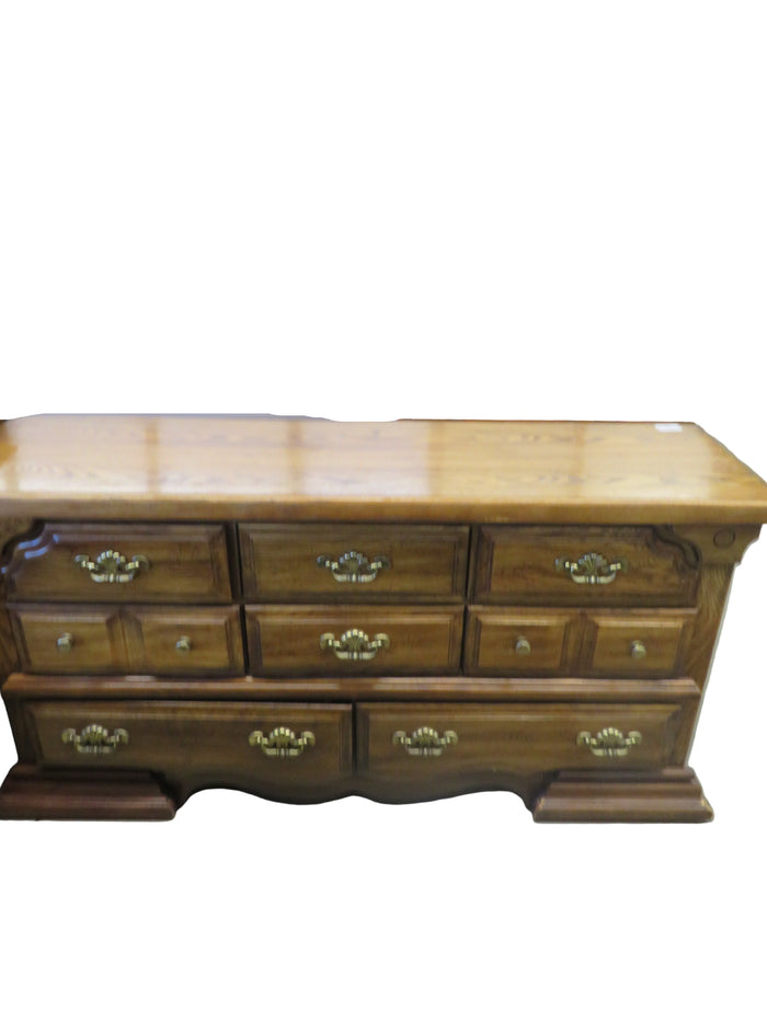 65"W Antique-Style 8-Drawer Wood  Dresser