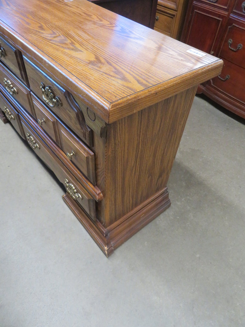 65"W Antique-Style 8-Drawer Wood  Dresser