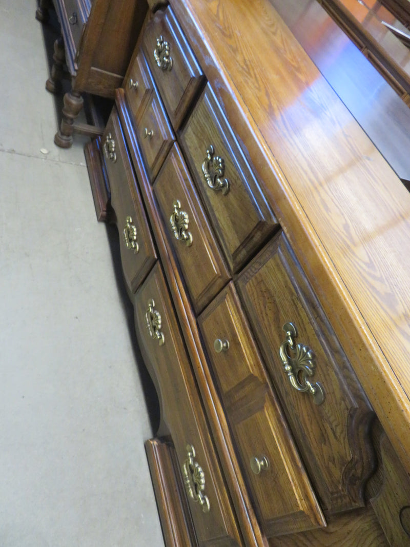 65"W Antique-Style 8-Drawer Wood  Dresser