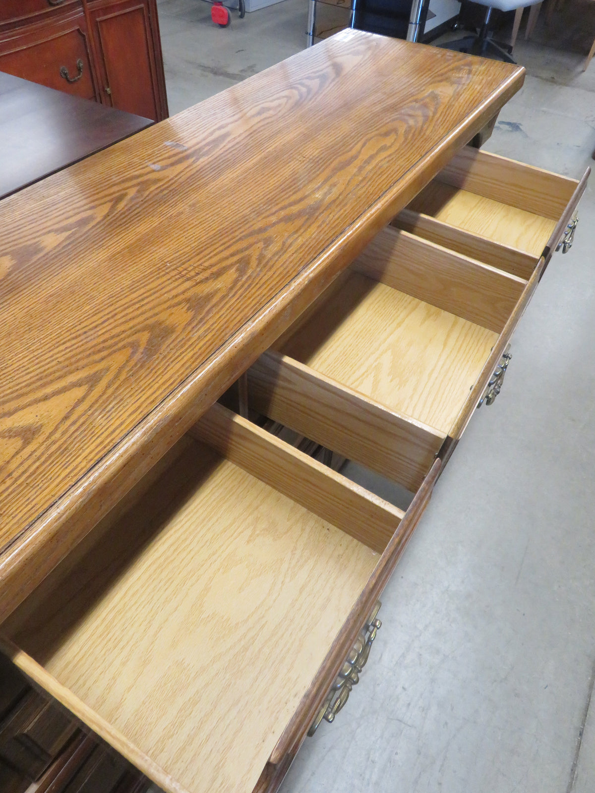 65"W Antique-Style 8-Drawer Wood  Dresser
