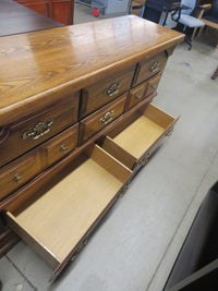 65"W Antique-Style 8-Drawer Wood  Dresser