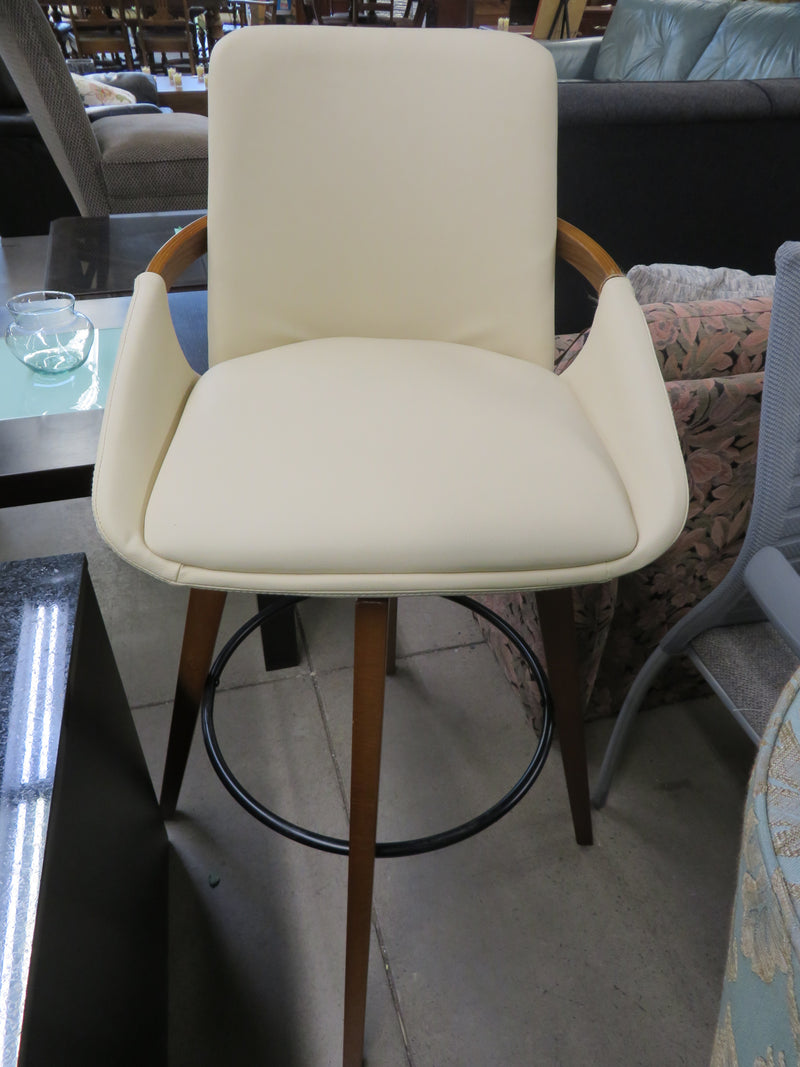 Cream Leather Counter Stool