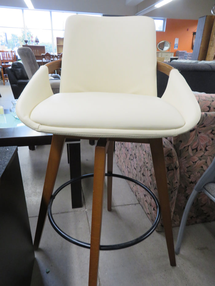 Cream Leather Counter Stool