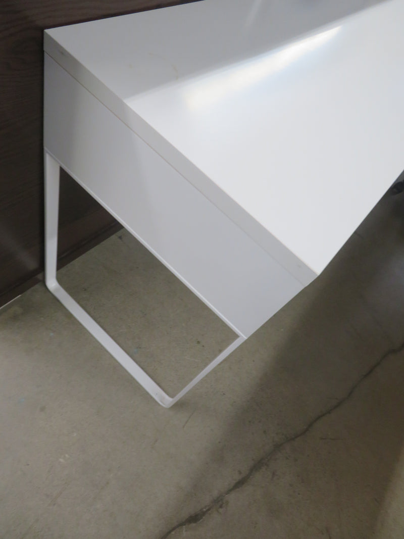 56"W White Wooden Office Table
