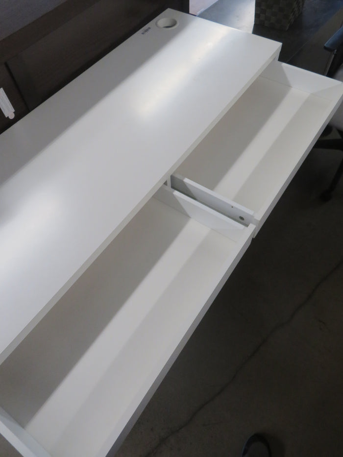 56"W White Wooden Office Table