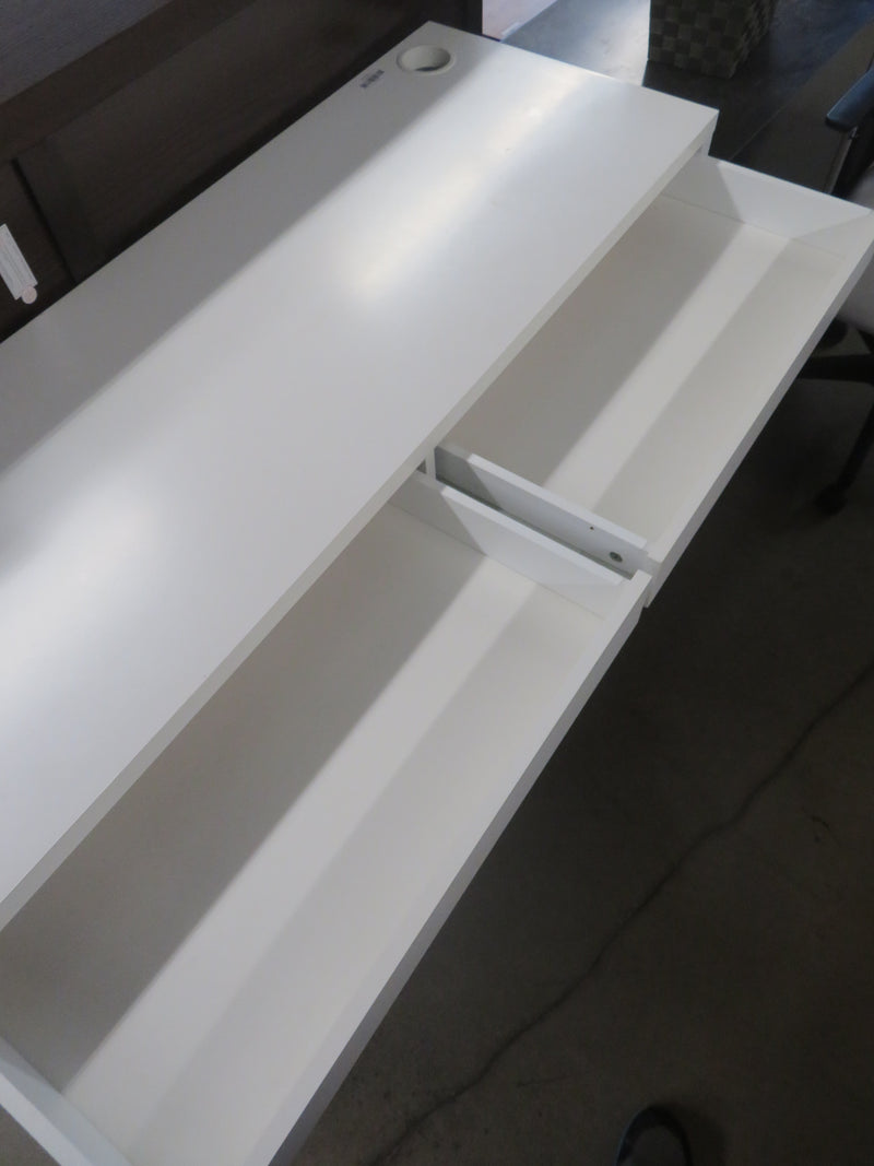 56"W White Wooden Office Table