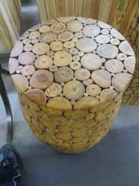 Wood Cube Round Coffee Table