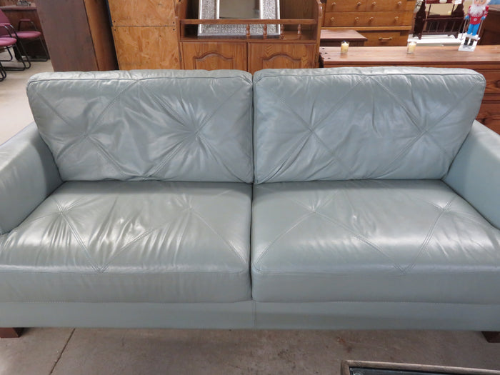 Green Leather Two-seat Sofa