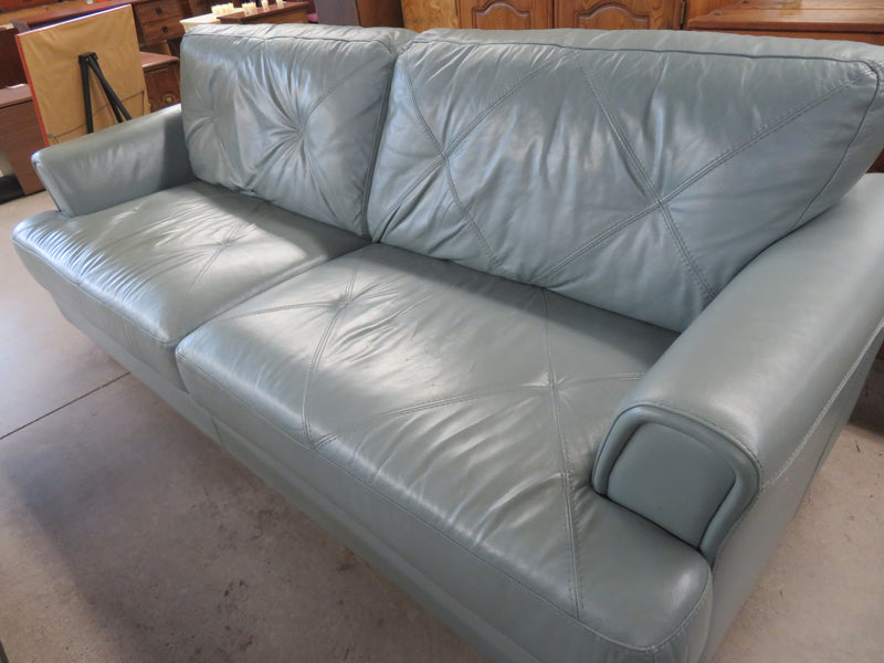 Green Leather Two-seat Sofa