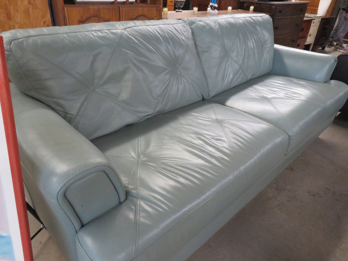 Green Leather Two-seat Sofa