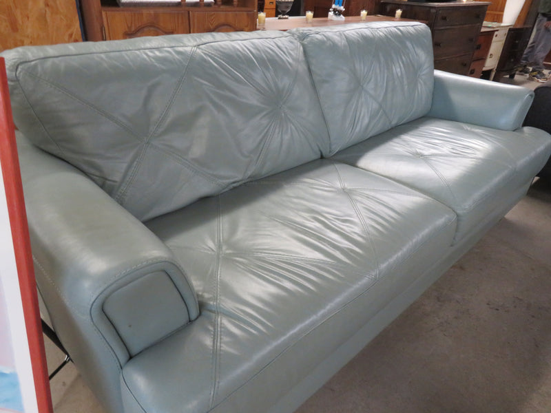 Green Leather Two-seat Sofa