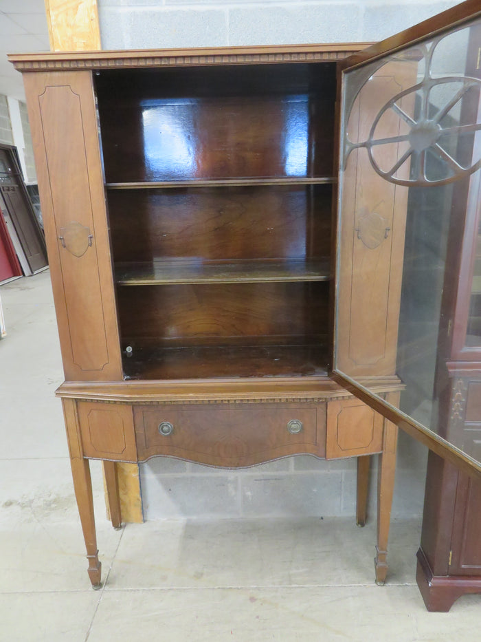 39.5"W 1-Piece Vintage Wooden China Cabinet with Glass Door