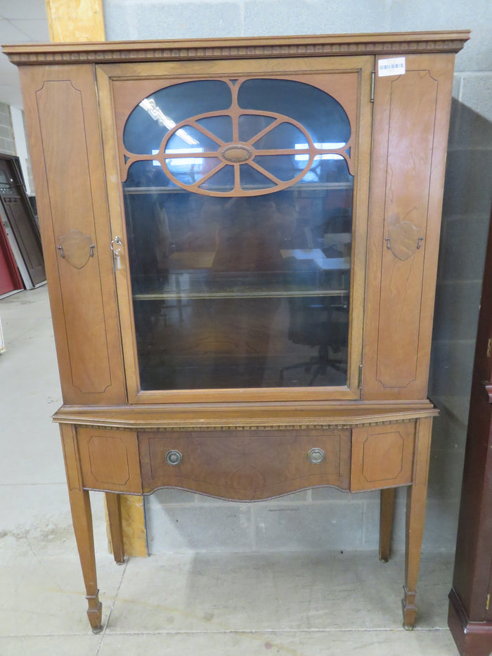 39.5"W 1-Piece Vintage Wooden China Cabinet with Glass Door