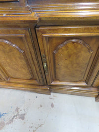 74"W Large 1-Piece Wooden China Cabinet with Glass Doors