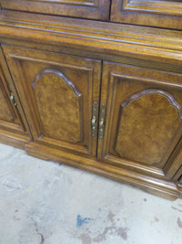 74"W Large 1-Piece Wooden China Cabinet with Glass Doors