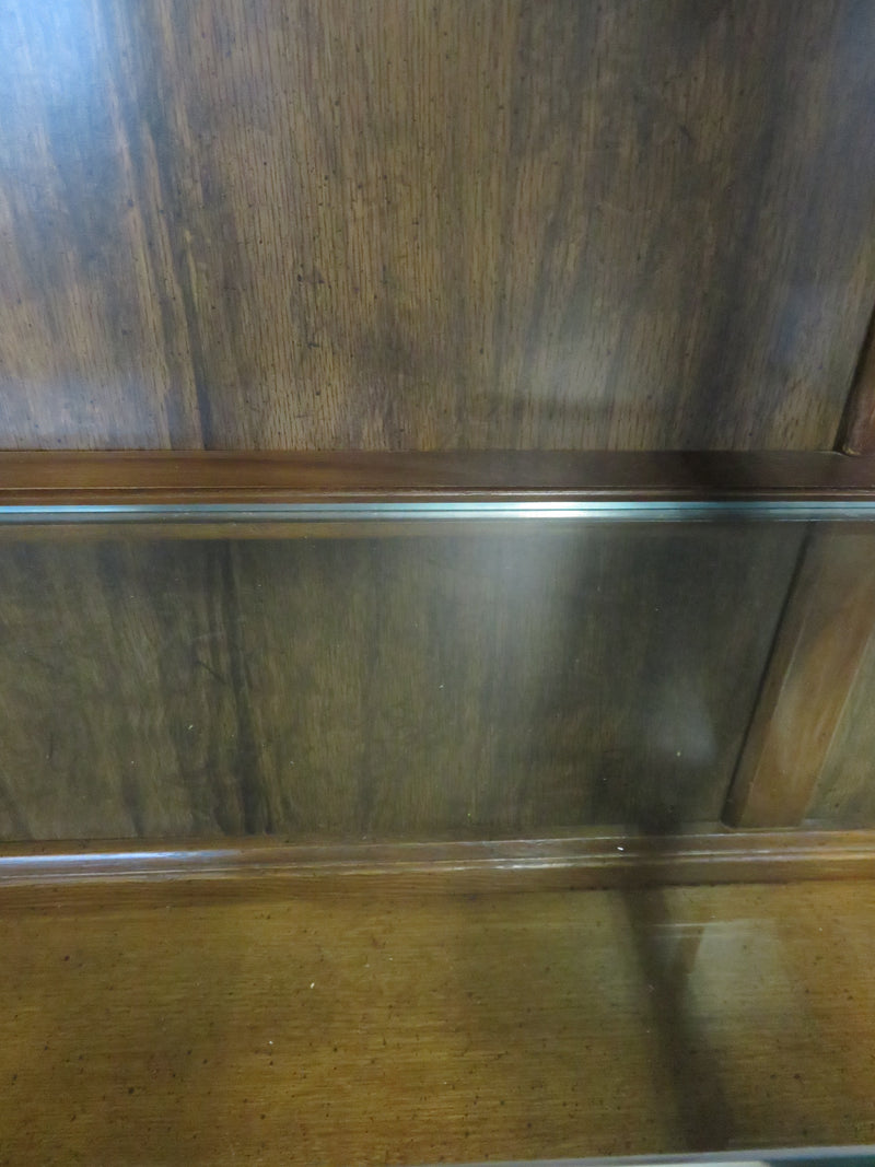 74"W Large 1-Piece Wooden China Cabinet with Glass Doors