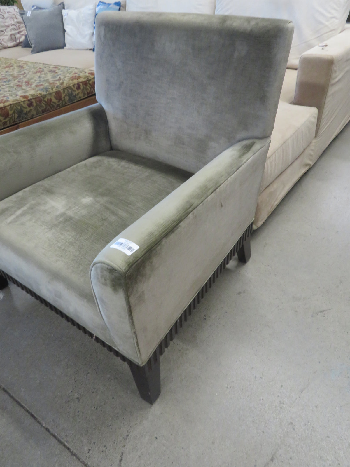 34"W Armchair in Khaki Velour