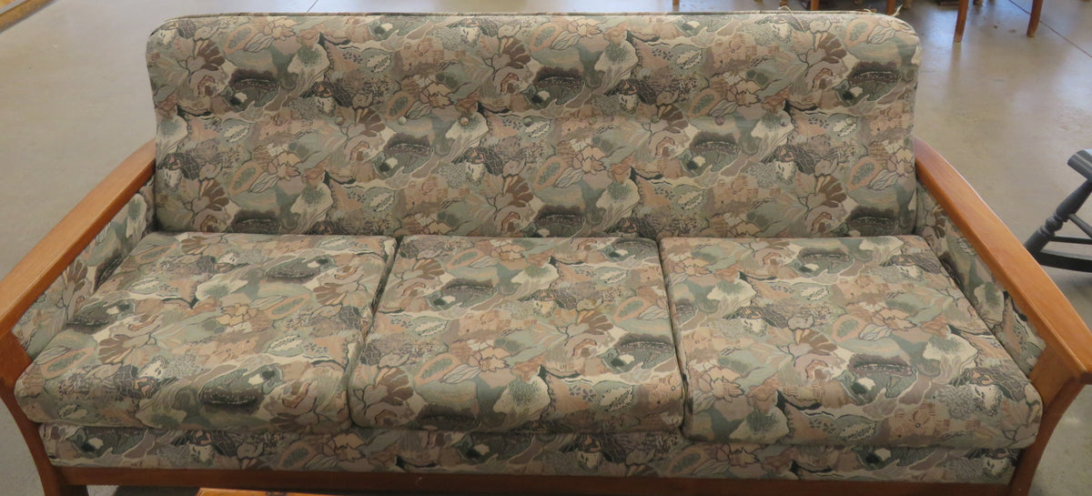 Grey Floral Three-seat Sofa