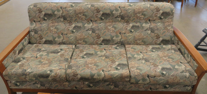 Grey Floral Three-seat Sofa