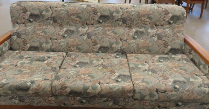 Grey Floral Three-seat Sofa