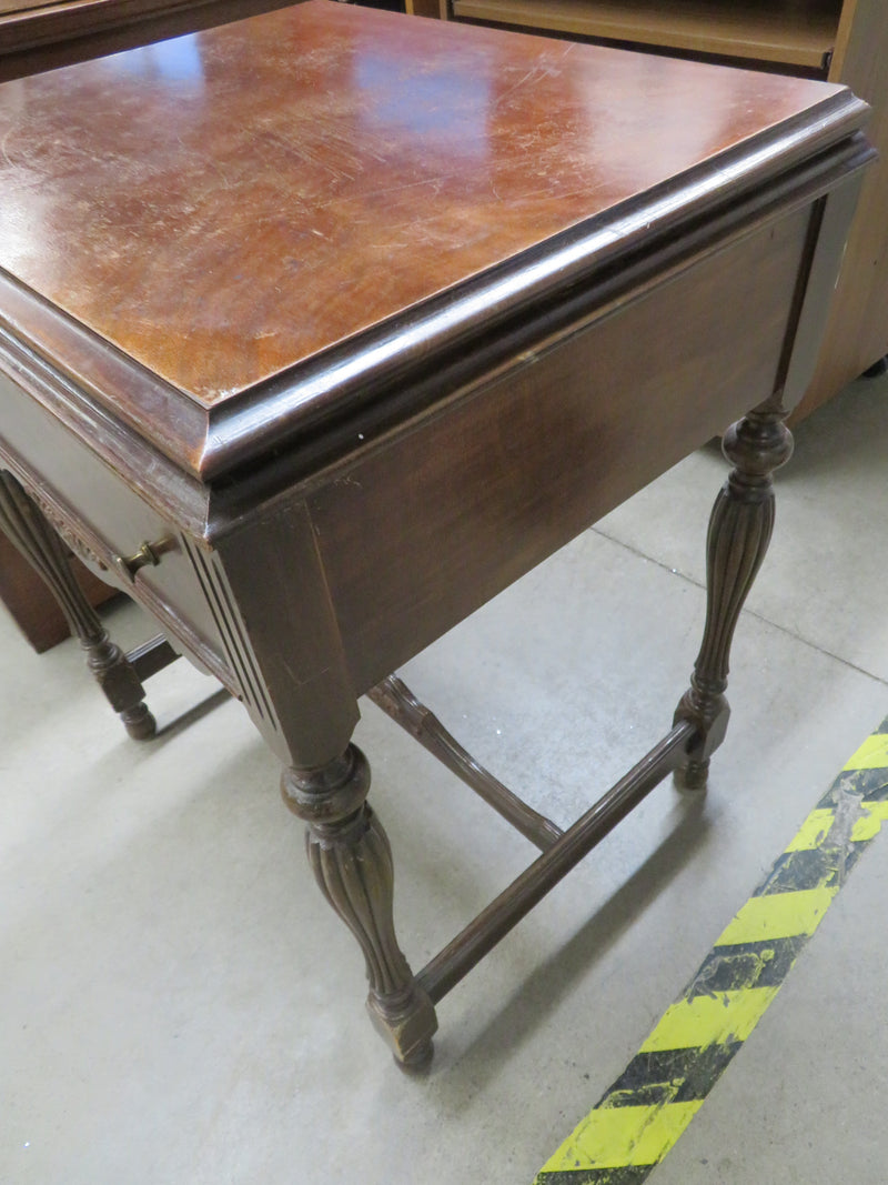 Solid Wood Side Table with Single Drawer