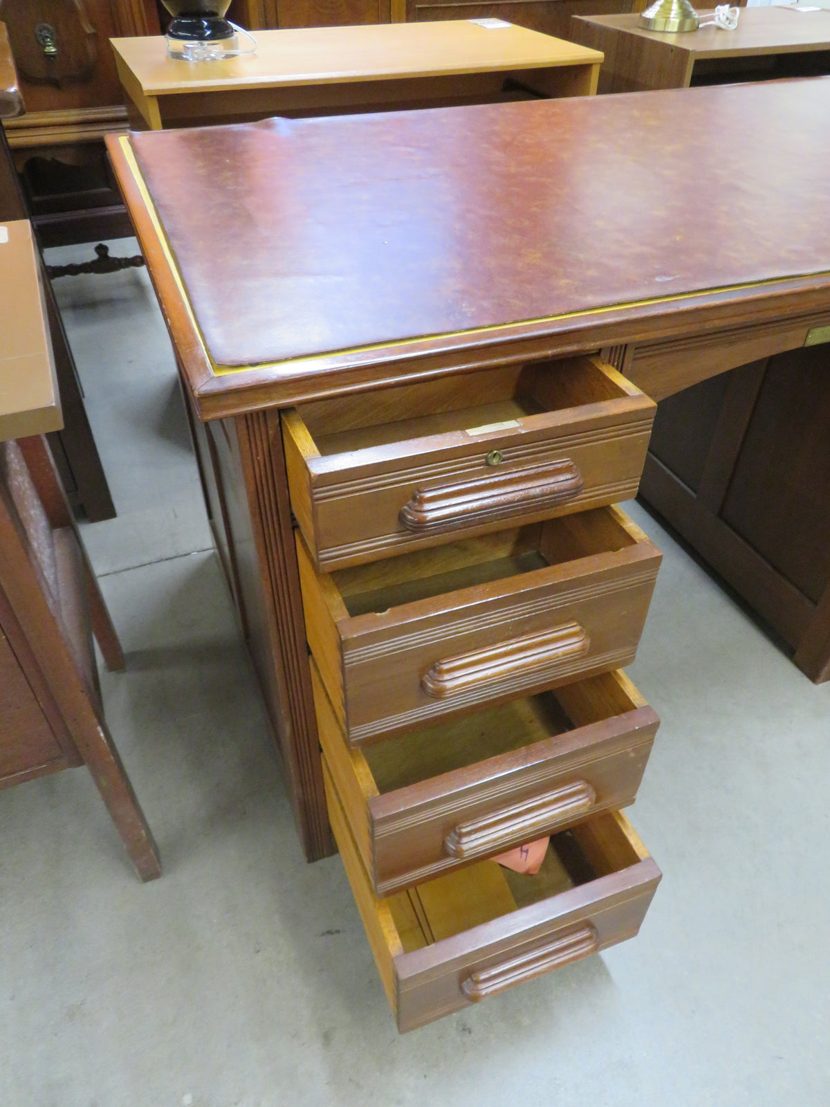 Double Pedestal Desk with Leather Top