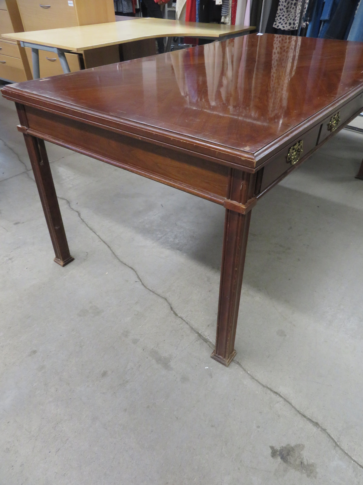 72"W Wood Veneer Desk with Three Drawers