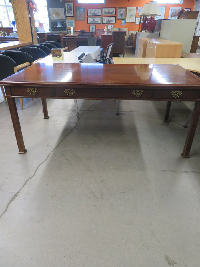 72"W Wood Veneer Desk with Three Drawers