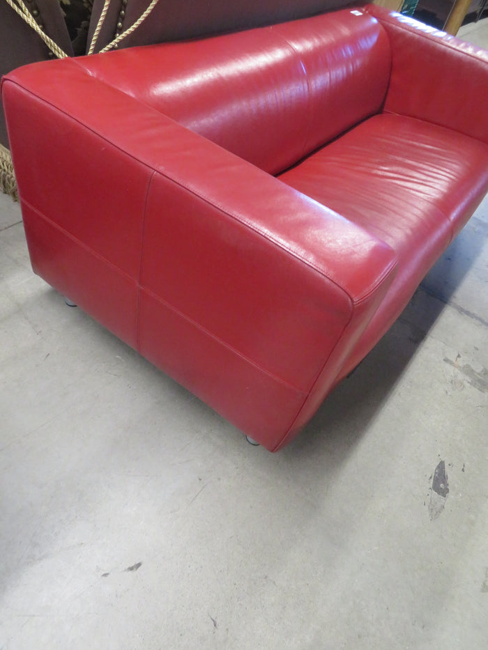 70"W 3-Seater Red Sofa