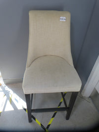 19"W Wooden Barstool With Cream Fabric