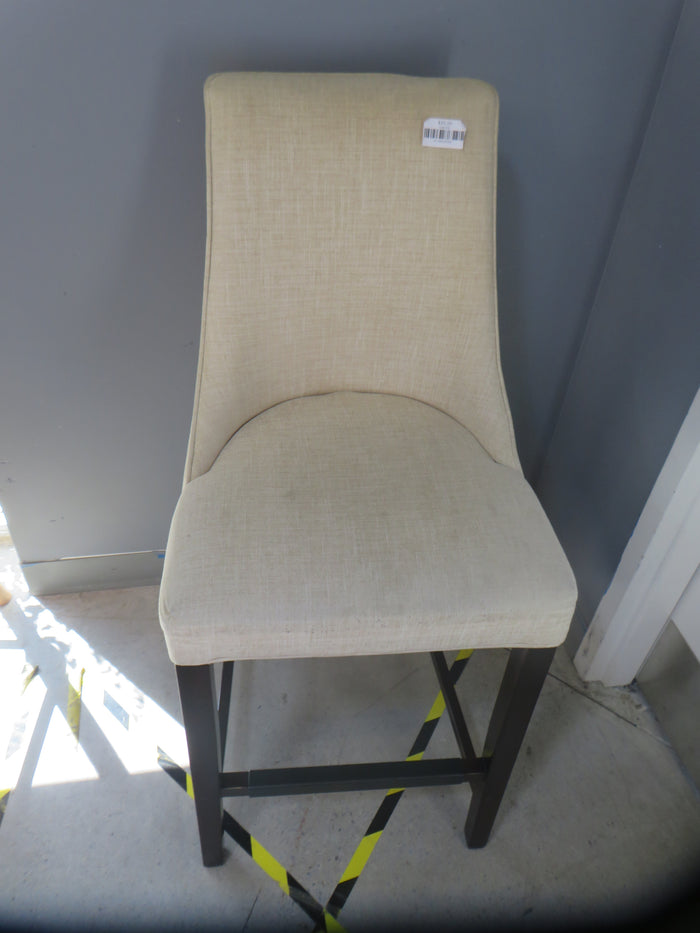19"W Wooden Barstool With Cream Fabric