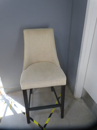 19"W Wooden Barstool With Cream Fabric