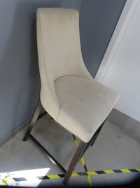 19"W Wooden Barstool With Cream Fabric