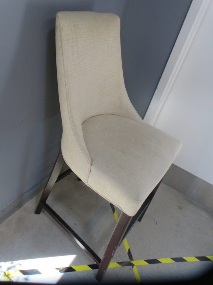 19"W Wooden Barstool With Cream Fabric