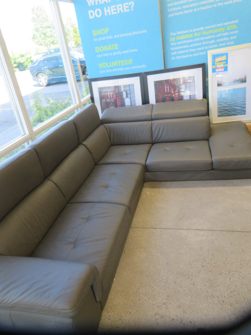 119"W L-Shape Leather Sofa